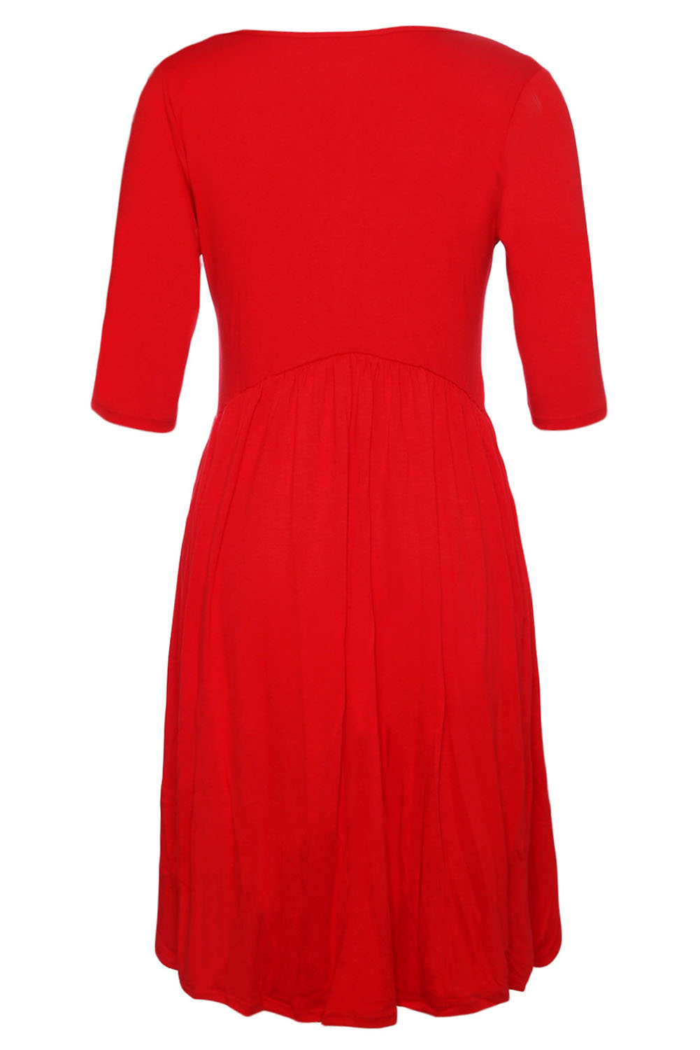 BY61653-3 Red Sleeve Draped Swing Dress